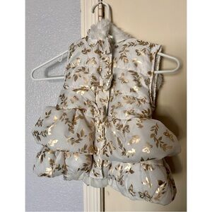 Little Lass White and Gold Puffer Vest